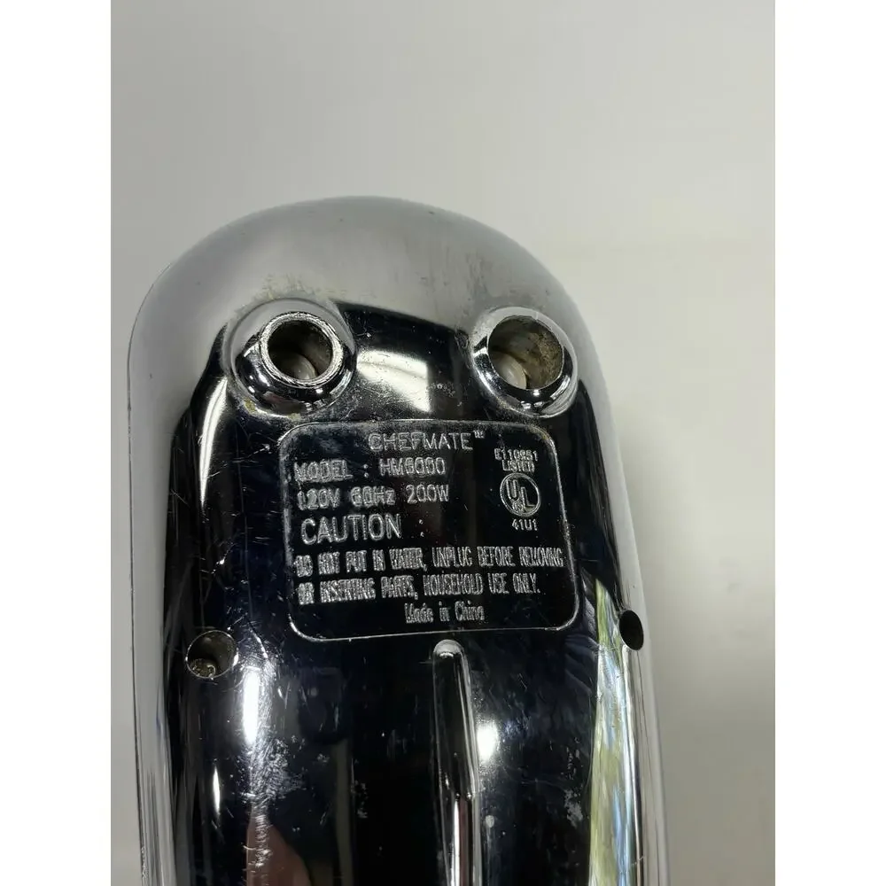 Chefmate Hand Mixer HM3000 200W Chrome w/ Attachments Beaters Dough Hooks
